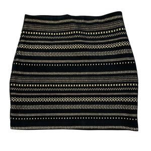 Express Black Gold Metallic Embroidered Stretch Lined Mini Skirt Small